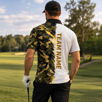 Skeleton Golf Polo Shirt Camo Military Golf Performance Polo Custom Team Name Golf Shirt
