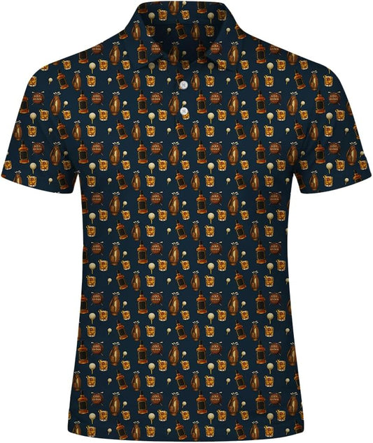 Whiskey Golf Pattern Polo Shirt for Men Women