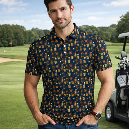 Whiskey Golf Pattern Polo Shirt for Men Women