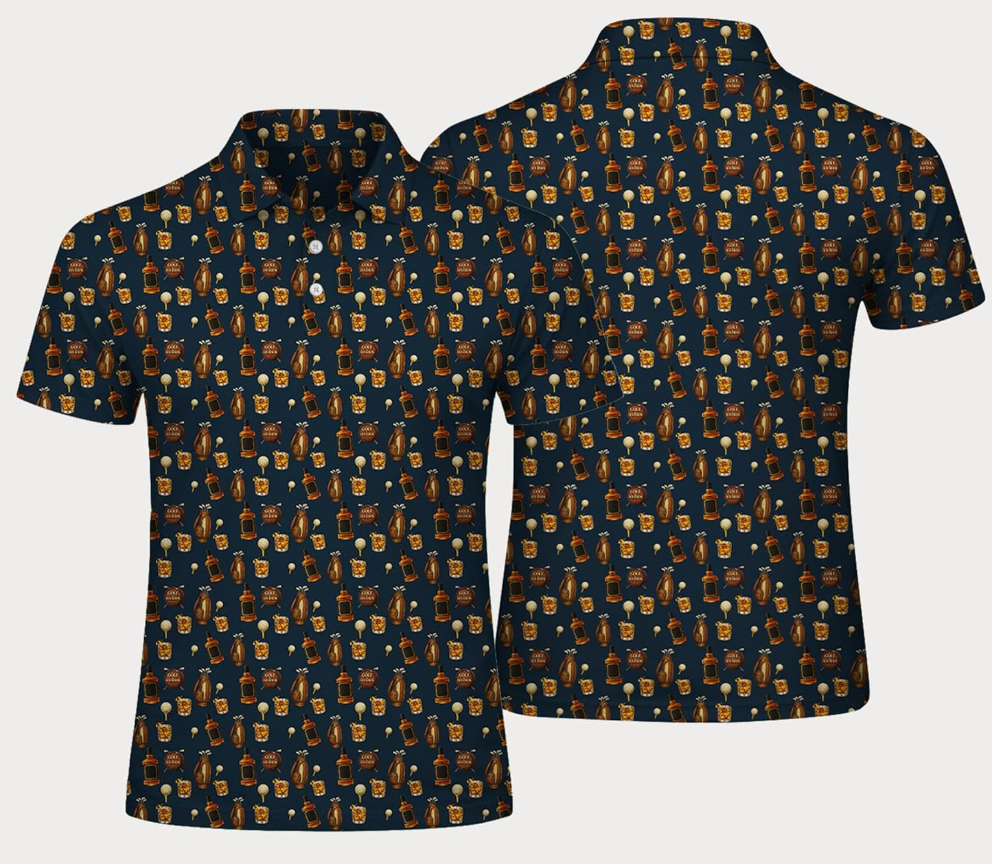 Whiskey Golf Pattern Polo Shirt for Men Women