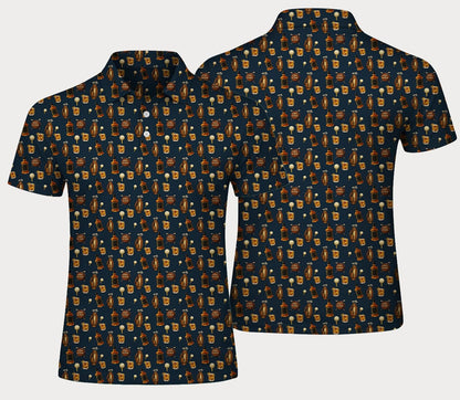 Whiskey Golf Pattern Polo Shirt for Men Women