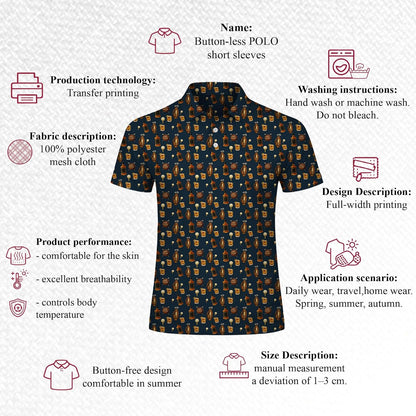 Whiskey Golf Pattern Polo Shirt for Men Women