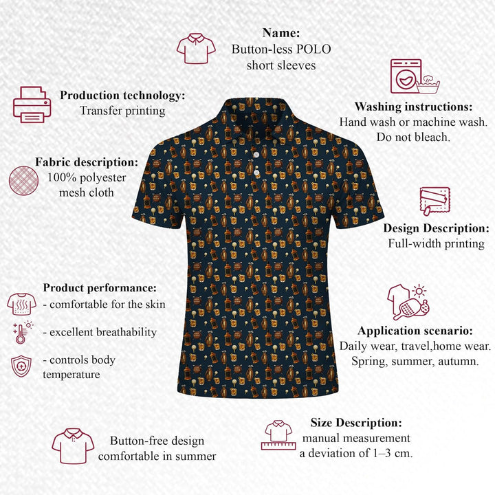 Whiskey Golf Pattern Polo Shirt for Men Women