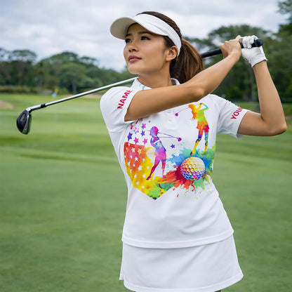 Women Golf Polo Shirt Custom Name Golf Shirt Ladies Colorful Golf Player Polo Performance Golf Apparel