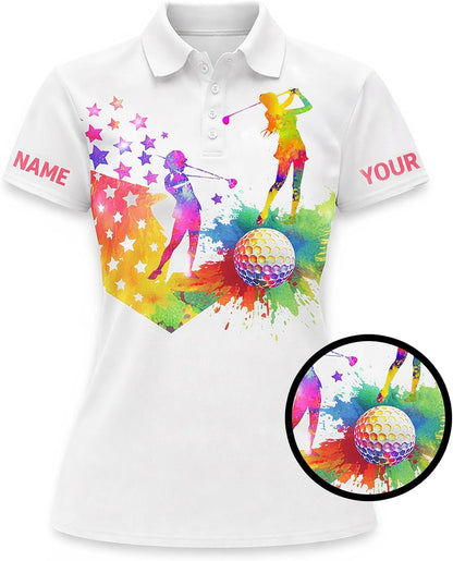 Women Golf Polo Shirt Custom Name Golf Shirt Ladies Colorful Golf Player Polo Performance Golf Apparel