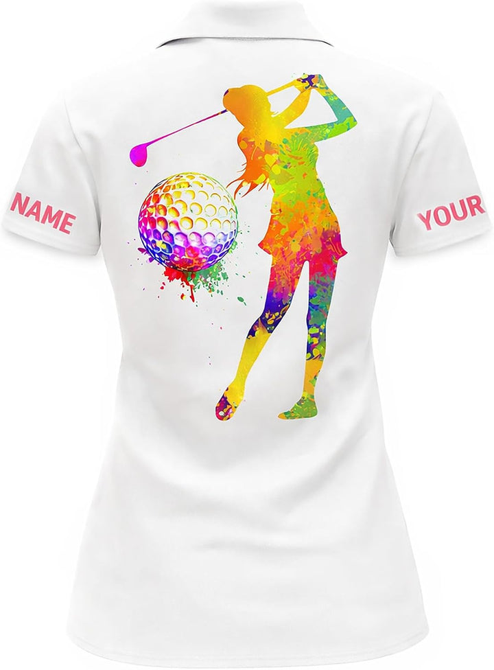 Women Golf Polo Shirt Custom Name Golf Shirt Ladies Colorful Golf Player Polo Performance Golf Apparel