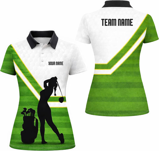 Women Golf Polo Shirt Custom Name Golf Team Shirt Female Golfer Performance Polo Shirt Black