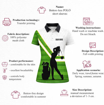 Women Golf Polo Shirt Custom Name Golf Team Shirt Female Golfer Performance Polo Shirt Black