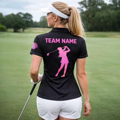 Women Golf Polo Shirt Custom Name Pink Golf Swing Performance Shirt Ladies Golf Team Polo