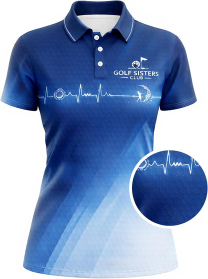Women Golf Polo Shirt Golf Sisters Club Funny Golf Friends Shirt Blue Performance Polo