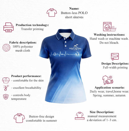 Women Golf Polo Shirt Golf Sisters Club Funny Golf Friends Shirt Blue Performance Polo