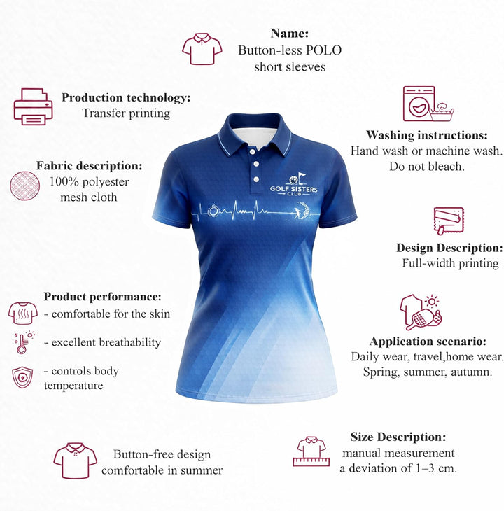 Women Golf Polo Shirt Golf Sisters Club Funny Golf Friends Shirt Blue Performance Polo
