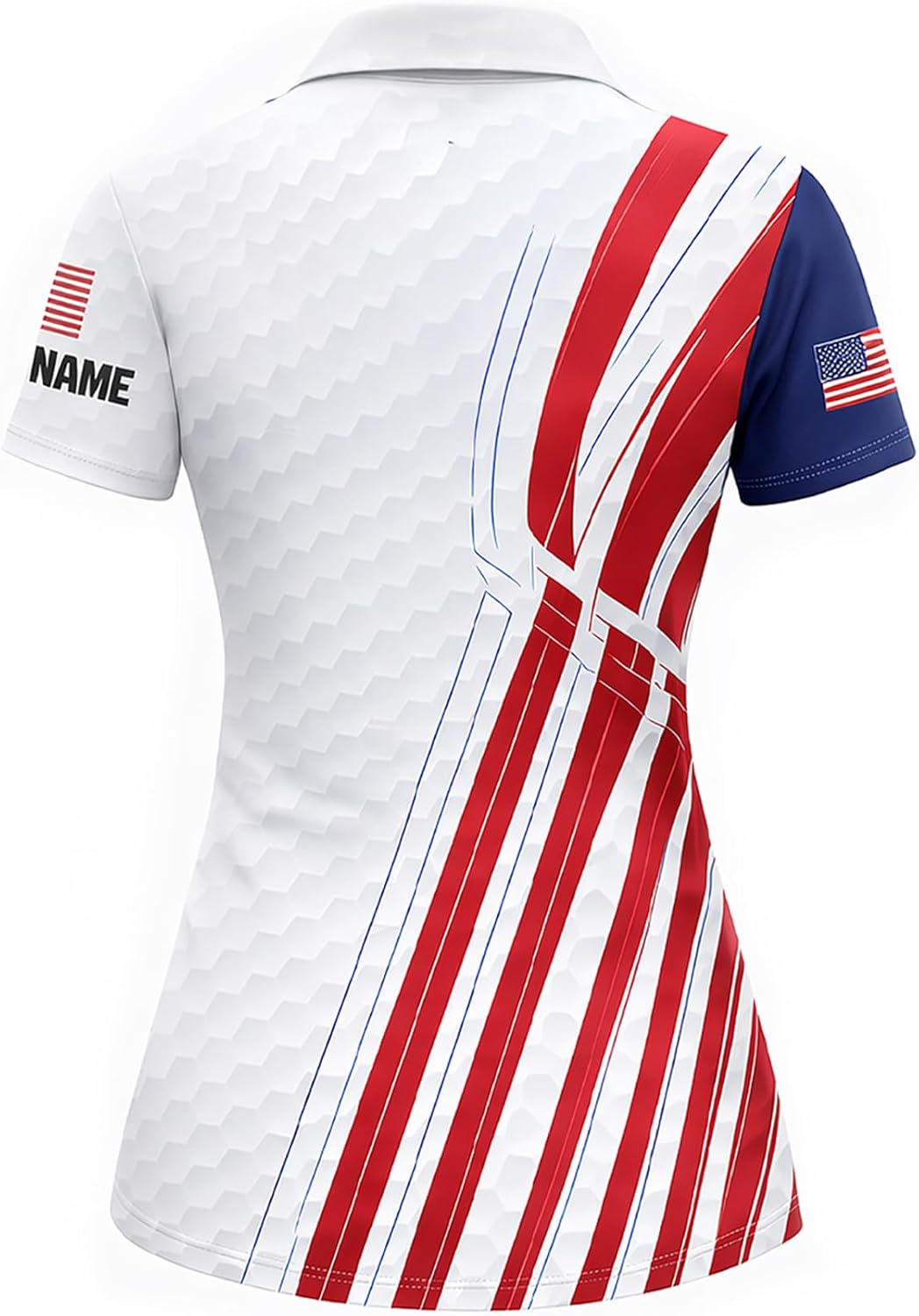 Women Patriotic Golf Polo Shirt Custom Name USA Flag Stars Stripes Golf Shirt Performance Short Sleeve