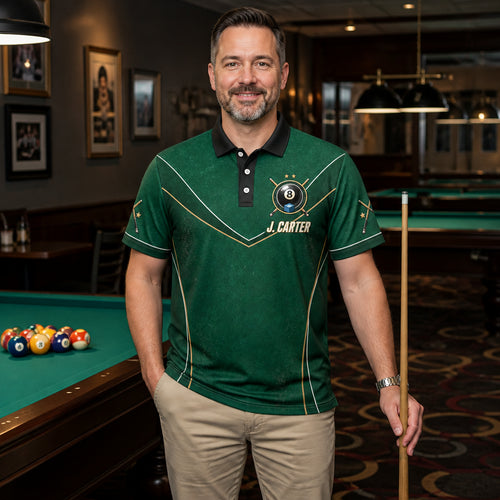 Custom Billiards Team AOP Polo – Player Name & Team Name - Lifestyle 2