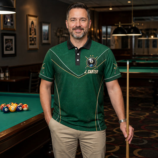 Custom Billiards Team AOP Polo – Player Name & Team Name - Lifestyle 2