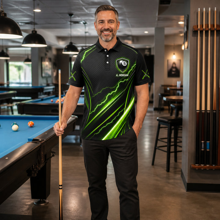 Custom Neon 8-Ball Team Polo – Team Name + Player Name - Lifestyle 1