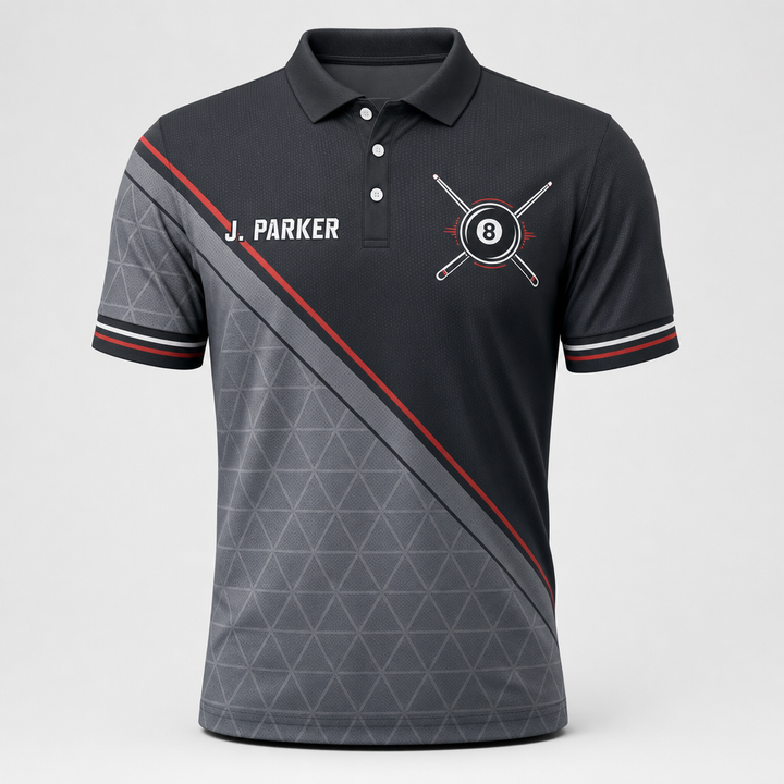 Custom Billiards Team Polo – Player Name + Team Name - Hero