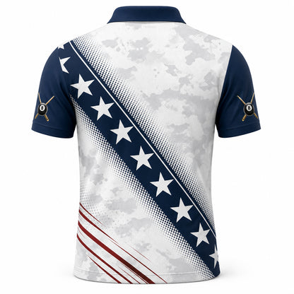 Patriotic Billiards Team AOP Polo – Custom Name & Team - Back view