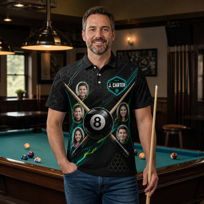Custom 8‑Ball Billiards Team Polo — Add Team & Player Name - Lifestyle 2