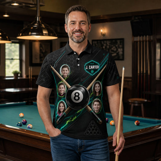 Custom 8‑Ball Billiards Team Polo — Add Team & Player Name - Lifestyle 2
