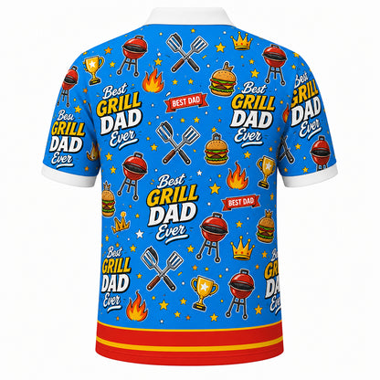 Best Grill Dad Ever Custom Photo Polo - Back view
