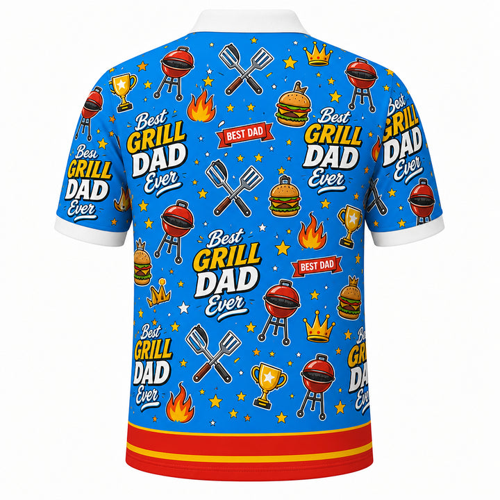 Best Grill Dad Ever Custom Photo Polo - Back view