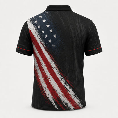 Custom Bowling Team USA Flag AOP Polo - Back view