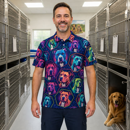 Neon Dog Mosaic AOP Polo — Custom Name - Personalized Polo shirt - All over printed b8ce78f2-f17a-4190-b282-f8f45392bdea.jpg