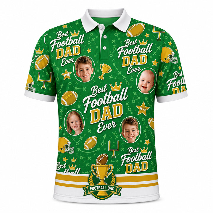 Best Football Dad Ever Custom Photo Polo - Hero