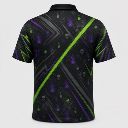 Neon Skull Strike – Custom Name & Team AOP Polo - Back view