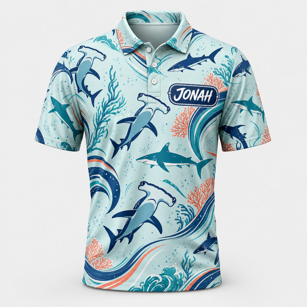 Shark Surf AOP Polo — Custom Name - Personalized Polo shirt - All over printed c1f31343-f979-4eab-9e6f-346f601eee3c.png