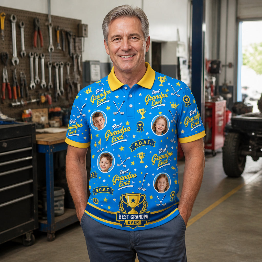 Best Grandpa Ever Photo Polo - Lifestyle 2