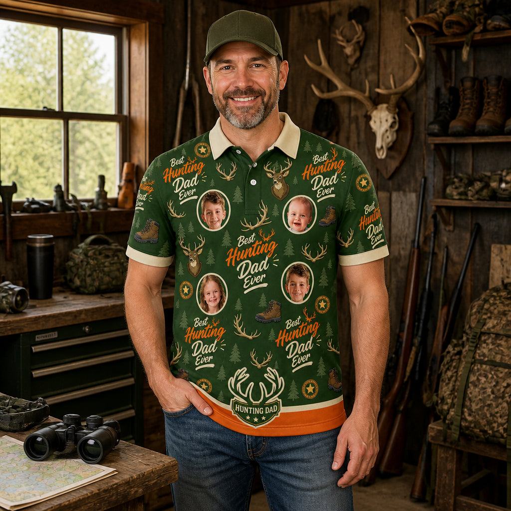 Best Hunting Dad Ever Custom Photo Polo - Lifestyle 2