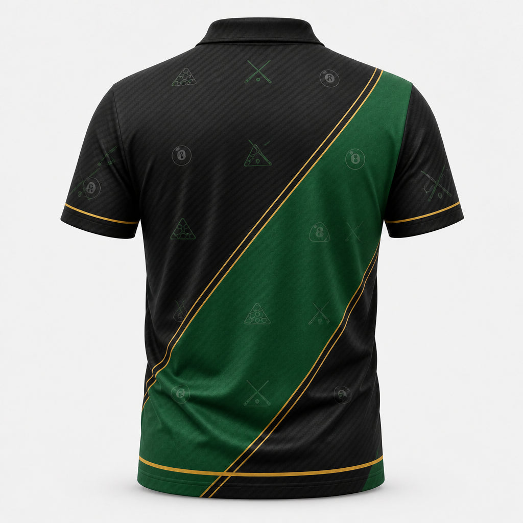 Custom Billiards Team AOP Polo – Player Name Front, Team Name Back - Back view