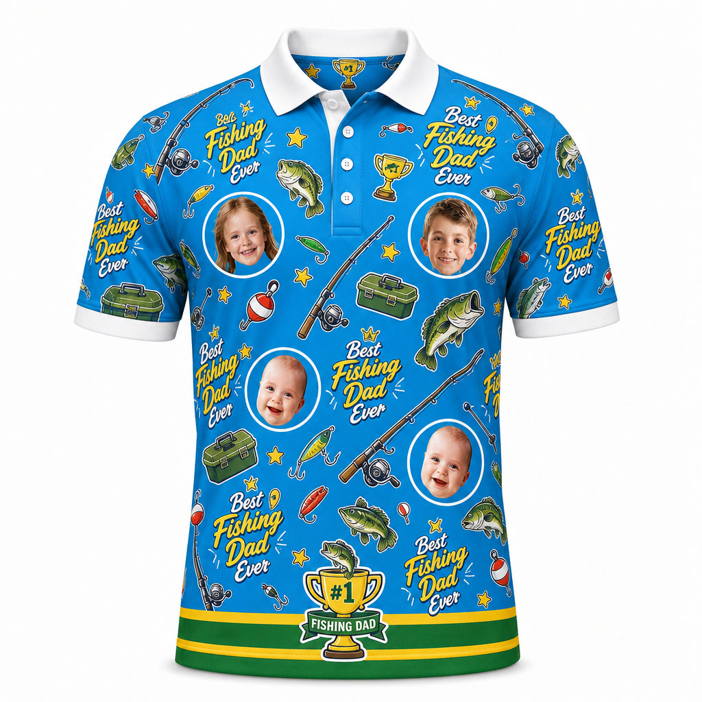 Best Fishing Dad Ever Custom Photo Polo - Hero