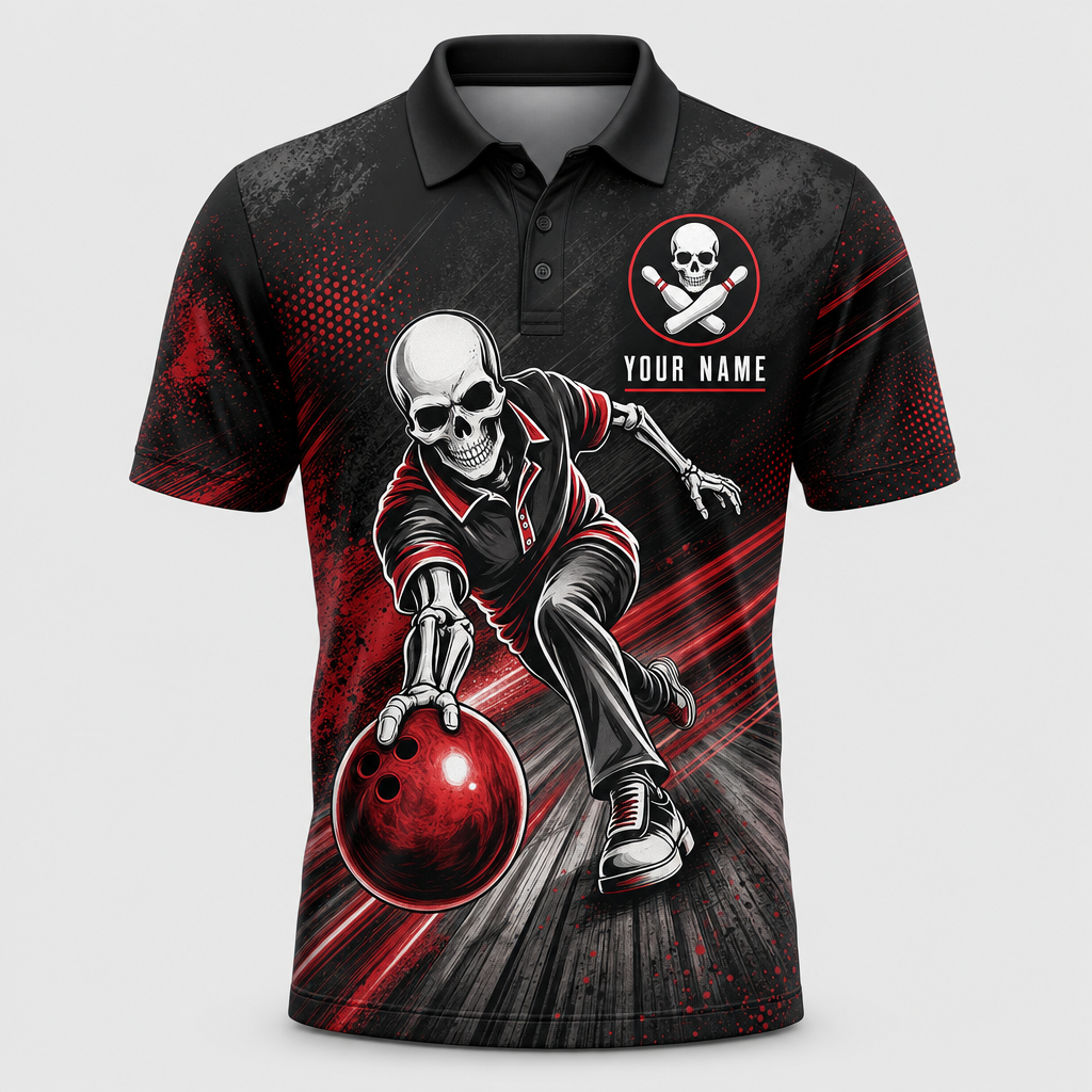 Skeleton Bowler Team Polo – Custom Name & Team - Hero