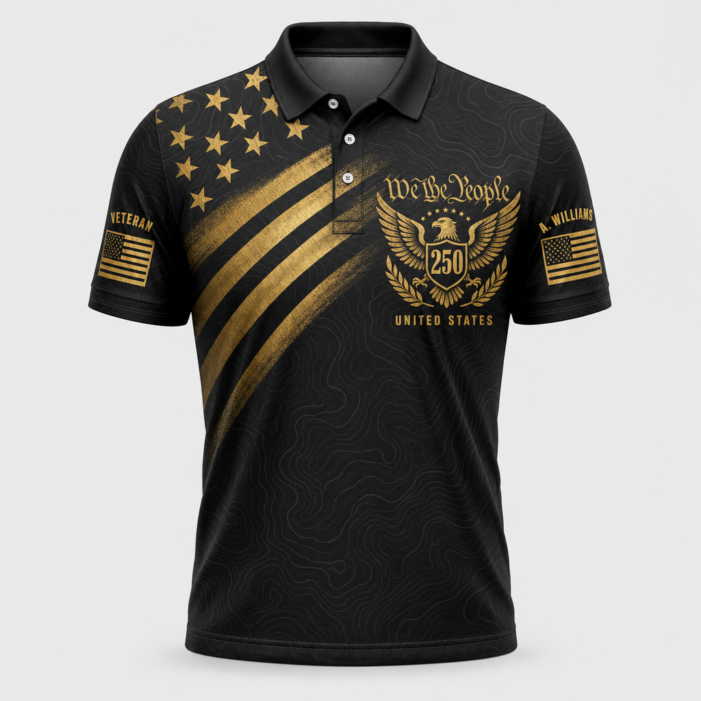 We the People 250 — Custom Name Patriotic Polo - Hero