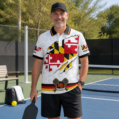 Maryland Flag Eagle Pickleball Polo - Lifestyle 1