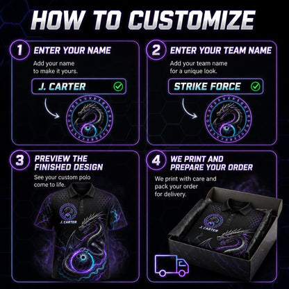 Dragon Bowling Team AOP Polo — Custom Team & Name - How to customize