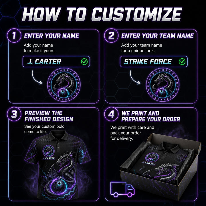 Dragon Bowling Team AOP Polo — Custom Team & Name - How to customize