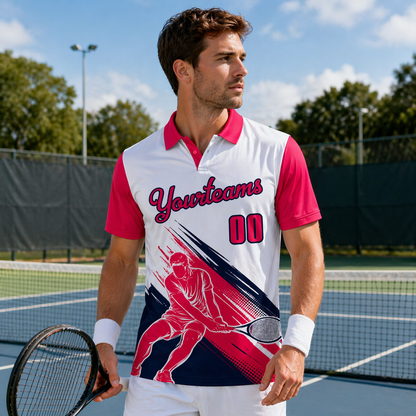 Custom Name & Number Athletic Tennis Polo Shirt