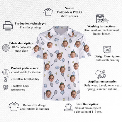 Custom Face Men's Tennis Polo Shirt Sporty Pattern