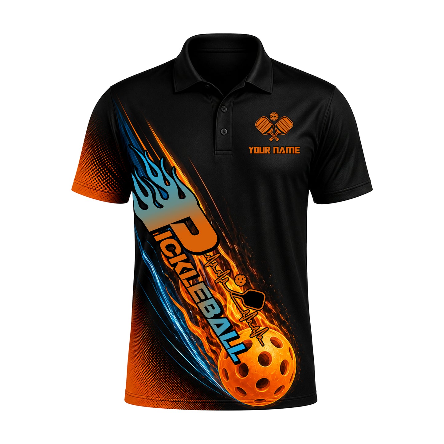 Custom Pickleball Team Polo Shirt Fire Design
