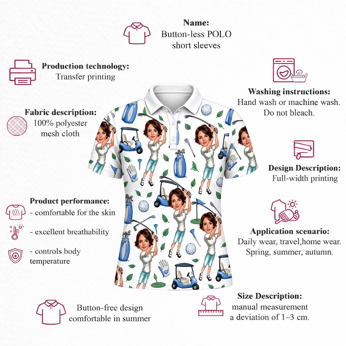 Custom Women Golf Polo Shirt Funny Print