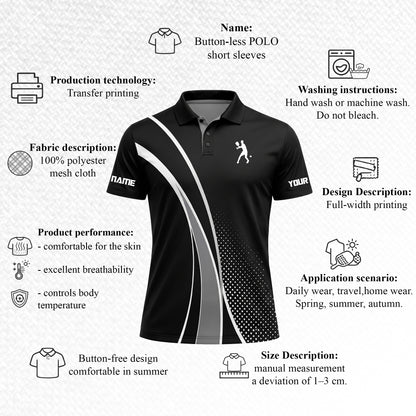 Custom Black Pickleball Polo Shirt