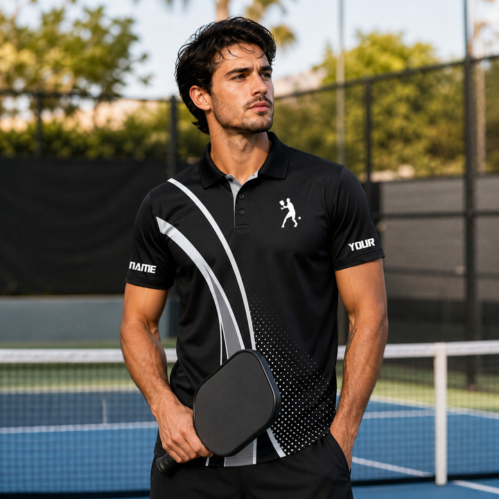 Custom Black Pickleball Polo Shirt