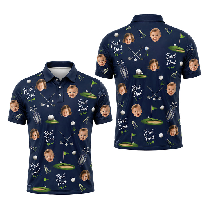 Custom Face Best Dad Golf Polo Shirt
