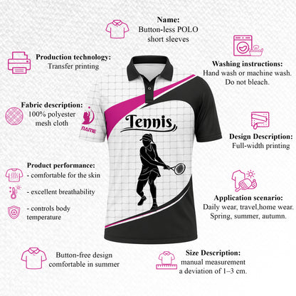 Women Tennis Polo Shirt Custom Name Performance