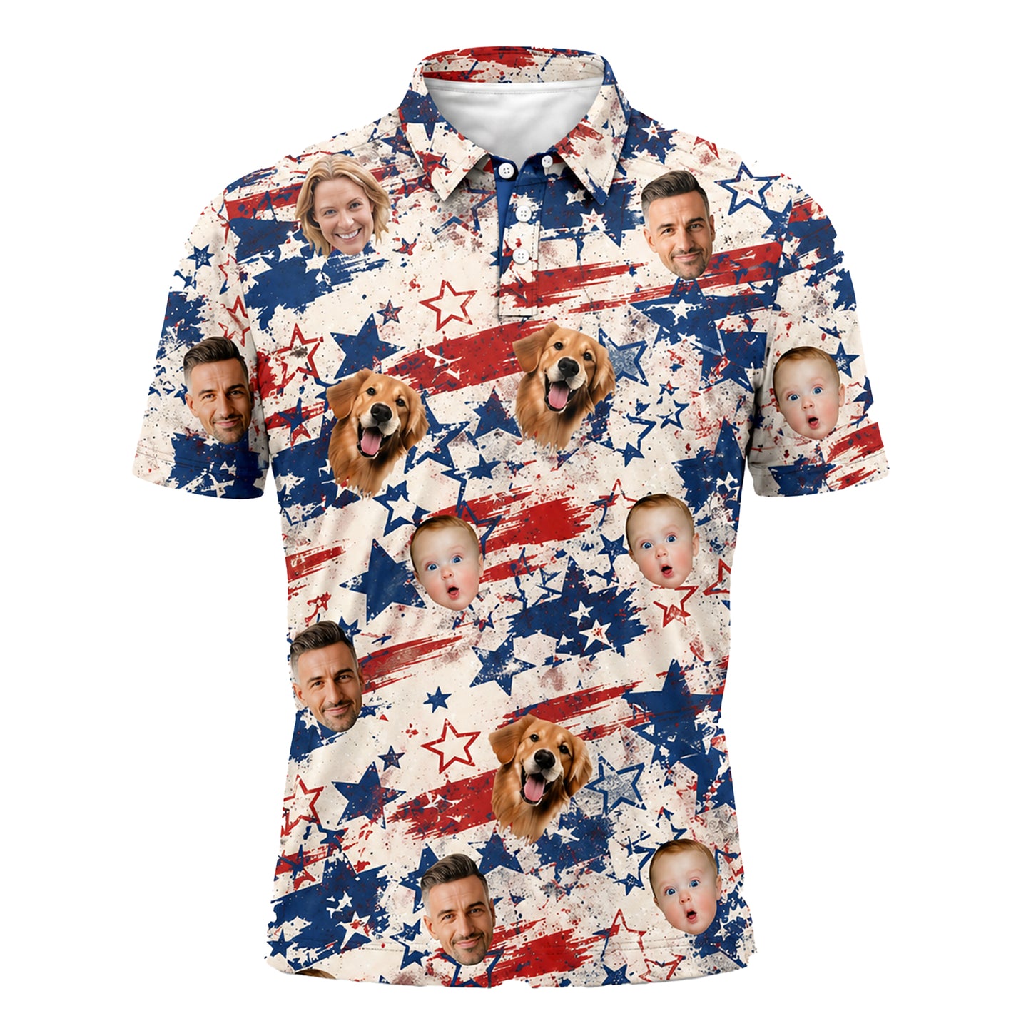 Custom Face American Flag Polo