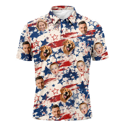 Custom Face American Flag Polo